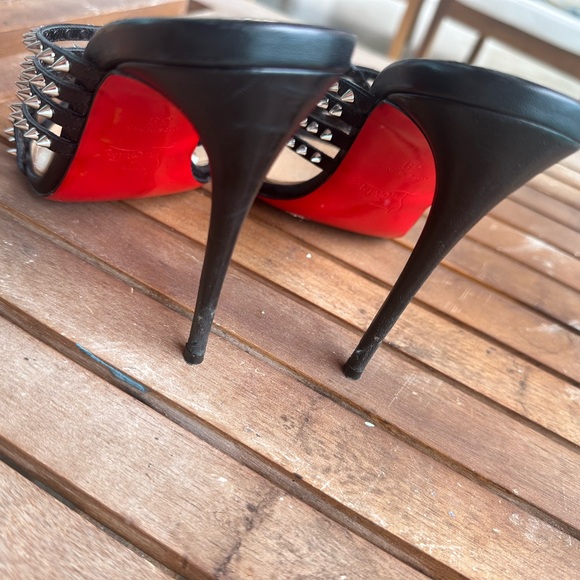 Christian Louboutin heels spike black leather shoes 39 - Picture 3 of 7